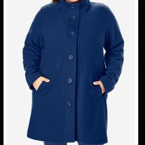 NWT Fleece Swing Funnel-Neck Coat